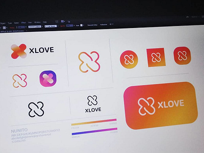 XLOVE Logo Process . android app app apple icon application brand branding icon identity illustration lineart logo logomark typography ui ux