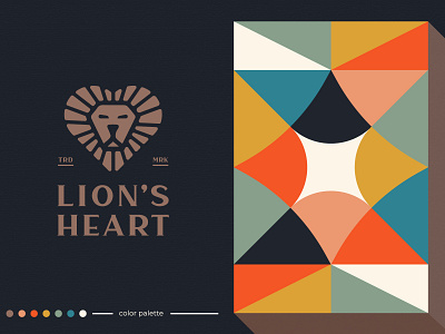 LION'S HEART app black and white brand branding icon identity illustration illustrations lettering lion logo logo logomark logotype mark minimal monogram pattern typography ui ux