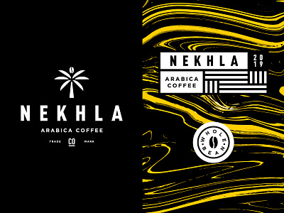 NEKHLA badge brand branding coffee identity illustration lable logo logomark minimal monogram packaging pattern tree typography