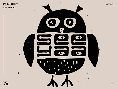 It's just an owl! abstract animal drawing illustration logo minimal owl typography