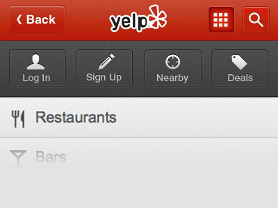 navigation for mobile site buttons grey menu trendy yelp