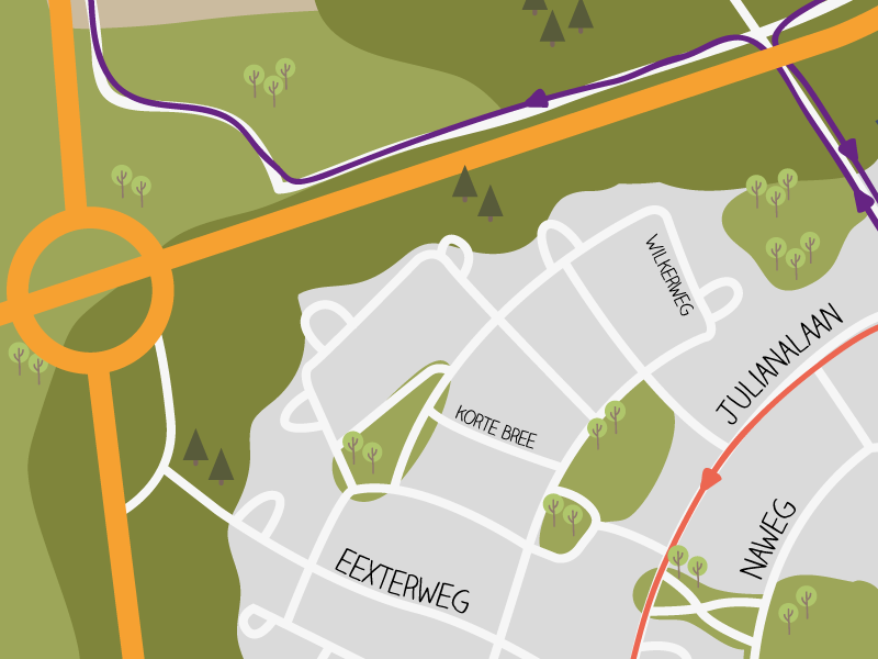 Map! map vector flat design illustration route running event fun gieten netherlands drawing lines