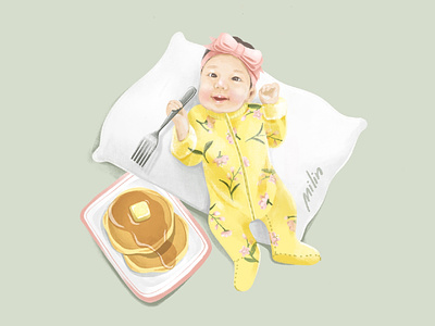 Milin girl babies baby girl illustration kids little girl painting pancake procreate sweet