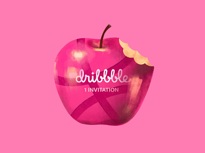 dribble apple apple design dribbble dribbble invite dribbleinvite illustraion illustrator invite paint pink pinkapple procreate sweet