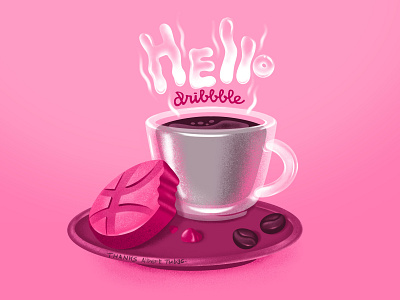 Hello dribble coffee cookie cup dribble hello dribbble hellodribble hotcoffee illustraion pink procreate sweet