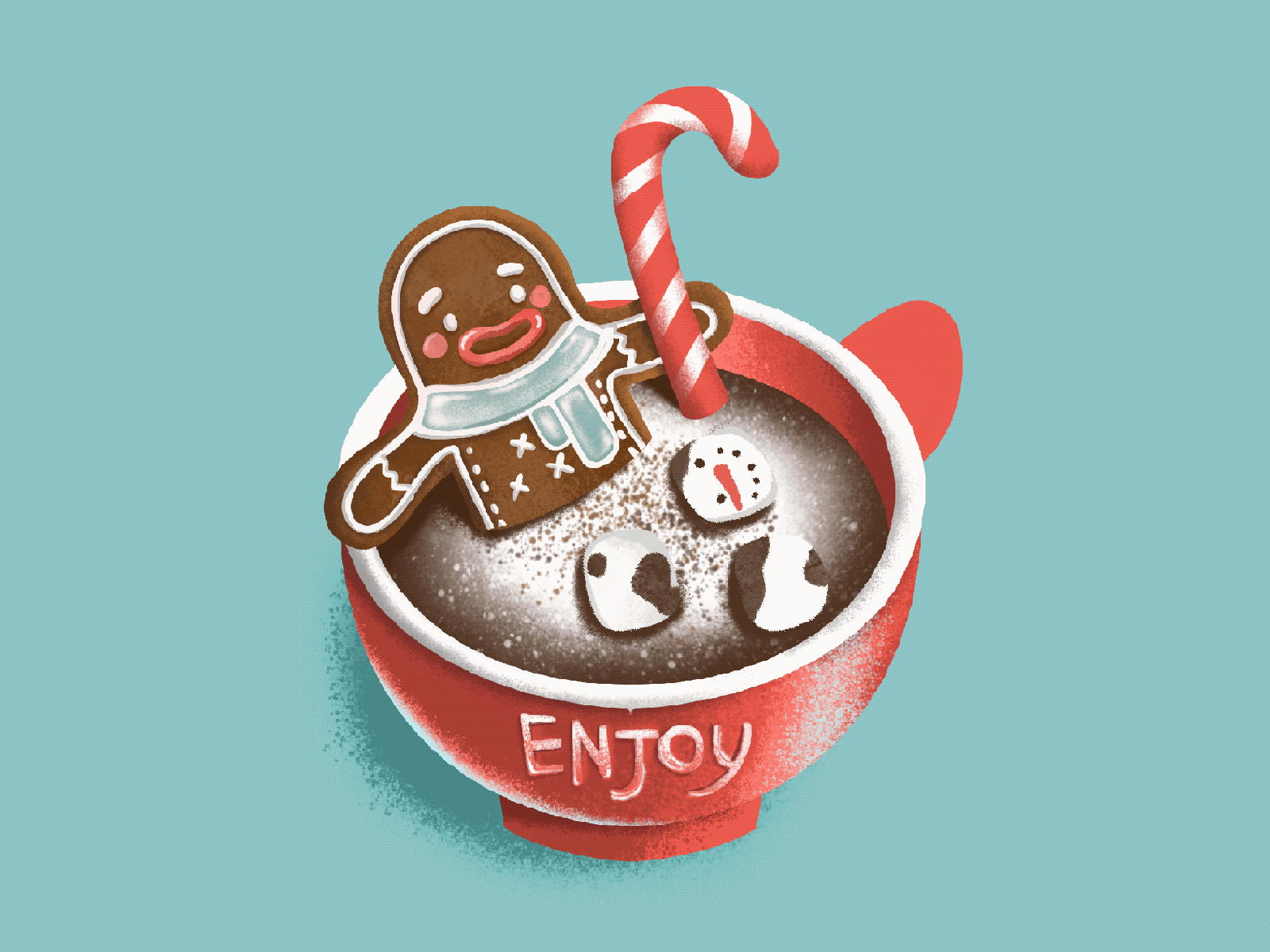 enjoy the little things chocolate christmas cookie cup festival holiday illustrator merry xmas merrychristmas procreat5 procreate snowman sweet winter