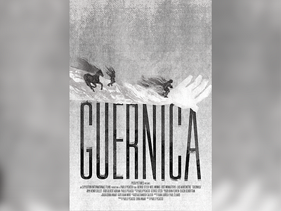 Silverscreen Guernica arm billing block black and white film poster guernica hand horse movie poster picasso spain spanish civil war title