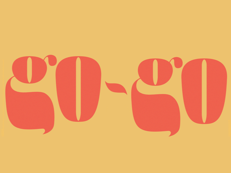 Go-Go dash g letter design o retro type design typography wiggle