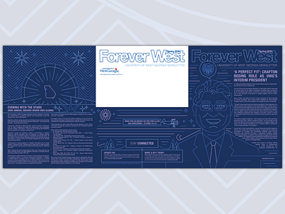 Forever West S2019 #1 alumni design illustration newsletter print design single line weight single weight university of west georgia uwg vector