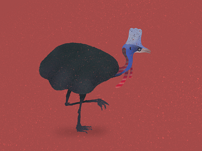 Cassowary bird birds blue cassowary illustration pink procreate stripes texture