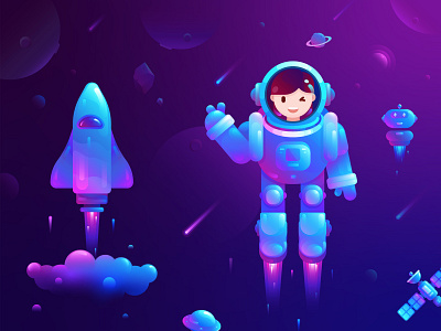 Astronaut/Universe design illustrations