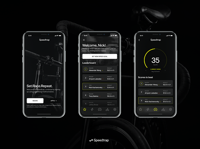 Speedtrap App app app design application bike cycling cycling app dashboard ios iphone logo minimal modern typography ui ux uxui