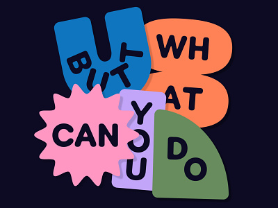 Overtime: Butt What Can I Do? bold color friendly geometric podcast art round type shapes