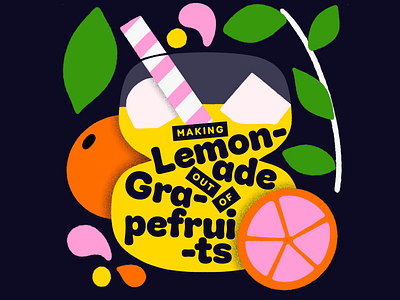 Overtime: Making Lemonade Out Of Grapefruits bright drink fruit fruit illustration grapefruits lemonade shapes