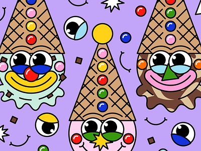 Howdy Doody Clown Cone Pattern birthday birthday party clown cones fun geometric happy ice cream illustration