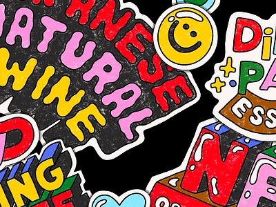 Editorial Stickers 3d childlike colored pencil colorful coloring book crayon editorial fun hand lettering illustration lettering mouth