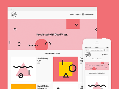 Good Vibes Theme for Big Cartel big cartel design desktop ecommerce geometric mobile shop template theme web