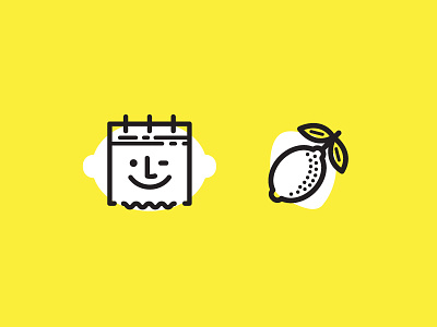 Brand Elements calendar cute face friendly fun happy icon lemon line yellow