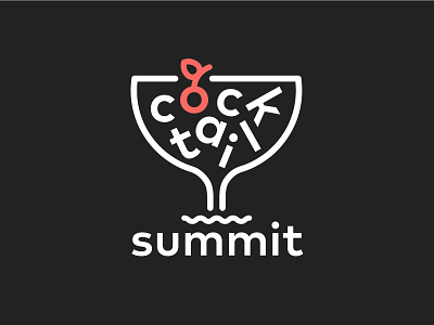 Cocktail Summit Logo brand cocktail friendly fun icon logo vectory wave