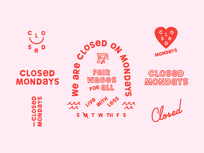Closed Mondays - Initial Concepts brand collage friendly identity logo playful type weird wonky