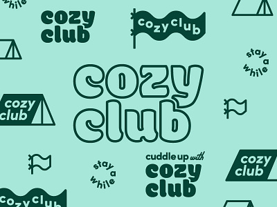 Cozy Club Final Brand brand branding flag logo outdoor tent typography