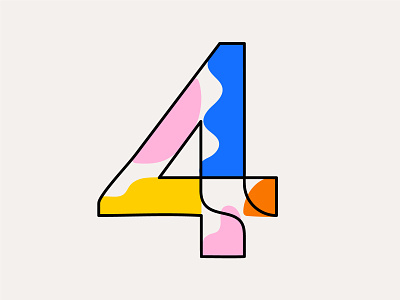 Custom number system 4 blob colorful custom type four friendly fun numbers typography waves