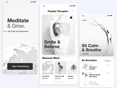 Meditation app app design calming design meditation mobile ui relaxing ui