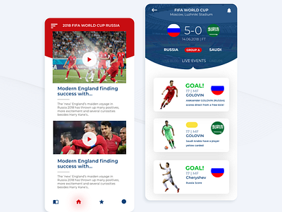 FiFa world cup app concept app app design design feed fifa fifa world cup mobile ui score ui