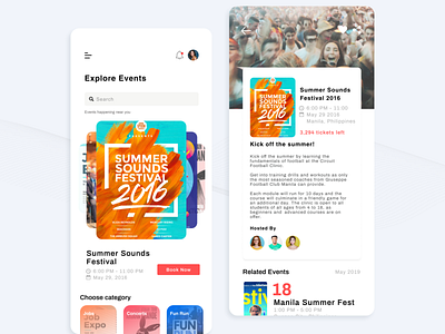 Events App Concept app app design booking colorful design events mobile ui