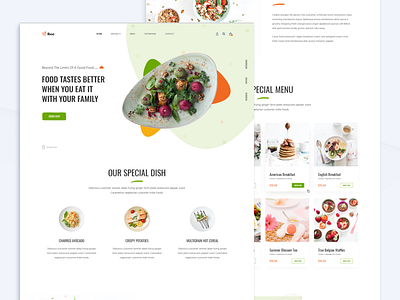 Restaurant Online menu concept design food health landing page menu minimal restaurant ui web webdesign