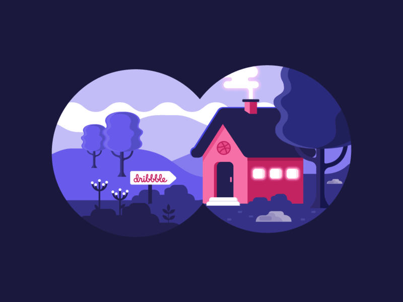 Dribbble creative home 2d blue creative hellodribbble home house illustration new account vector violet