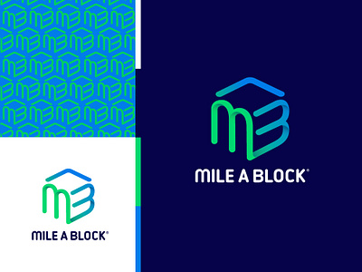 Mile A Block blockchain feedbackplease gradient isometric logo typelogo