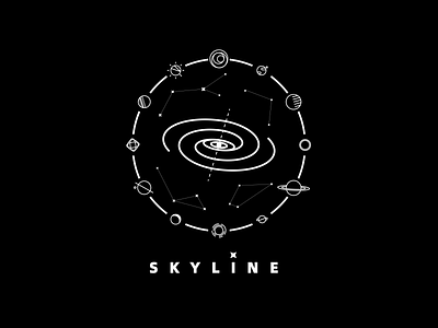 skyline blackandwhite branding constellation design flat galaxy icon illustration line logo planet skyline star ui universe ux vector web