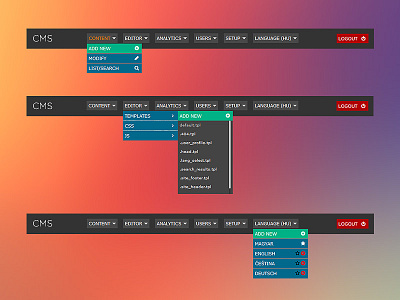 CMS toolbar blog cms color design ui user interface