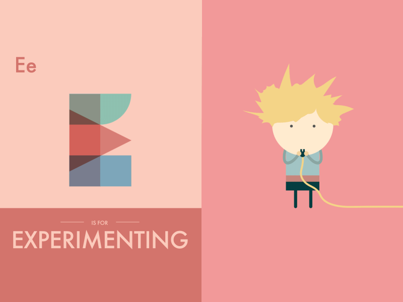 E is for Experimenting a is for albert adventure after effects alphabetical animation character design children education experimenting illustration loop studio lovelock