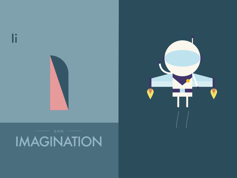 I is for Imagination a is for albert adventure after effects alphabetical animation character design children education illustration imagination loop studio lovelock