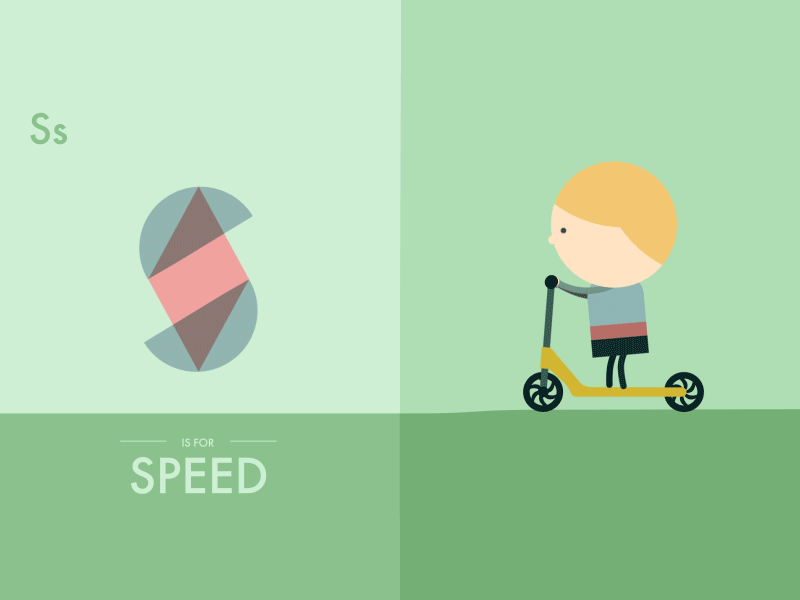 S is for Speed a is for albert adventure after effects alphabetical animation character design children education illustration loop speed studio lovelock