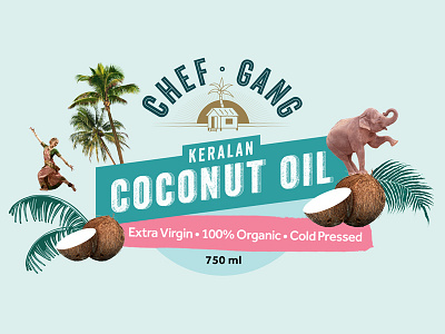 Chef Gang Coconut Oil brand identity branding coconut oil collages design logotype packaging studio lovelock