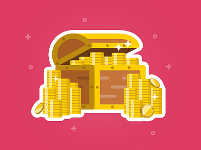 Treasure coins gift illustration mobile app reward socialgame treasure ui design