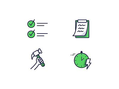 Icons checkmark construction hammer icons illustration line notes time