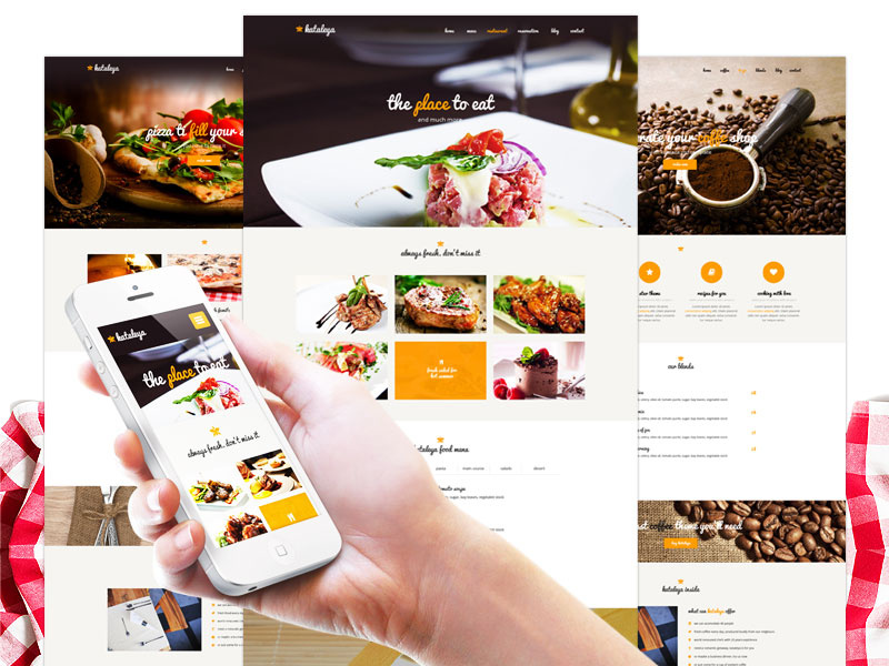 Kataleya - Restaurant One Page PSD Template restaurant coffee pizza psd template design