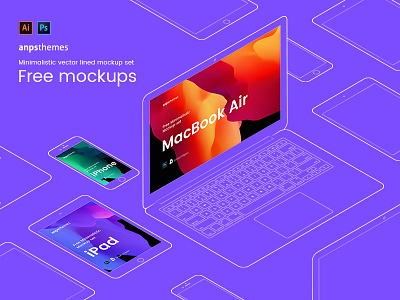 iPhone, iPad and Macbook Mockups adobe anpsthemes illustrator ipad iphone macbook mockups photoshop vector