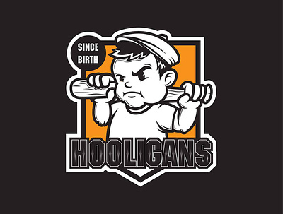 Hooligans by BRULLIKK baseball bat boy branding hooligan illustration logo rude sports sports logo vector
