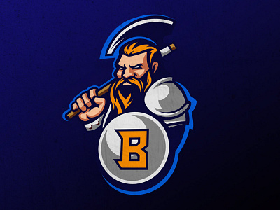 Barbarian by brullikk axe barbarian beard branding design illustration logo shield sports logo vector viking warrior