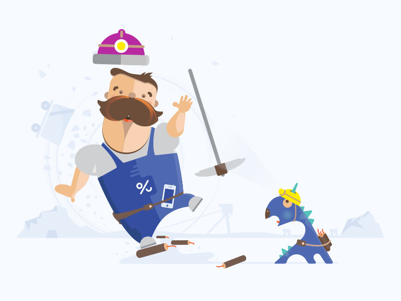 Wojtech dinosaur art campaigns woucherify api wojtech miner clean sketch fun design illustration