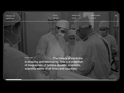 Concept main page for history of medicine concept design prototype ui ux web