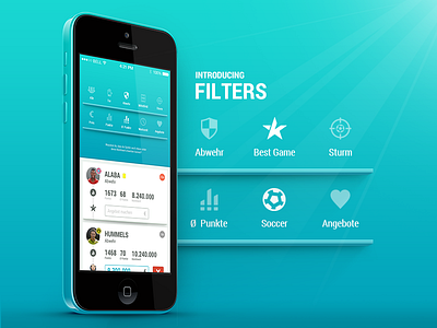 KKSTR Bundesliga Manager - COBE UI Design München app cobe filter football interface ios manager munchen munich münchen soccer ui