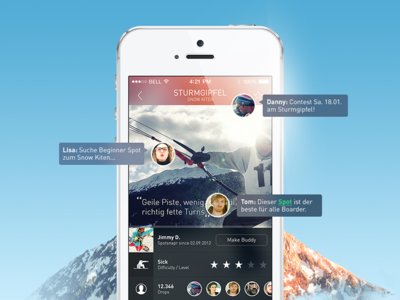 Extreme Sports App - User Interface COBE