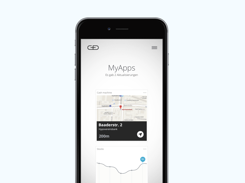 My Apps Overview banking mobile app experience user interface ui ux münchen munich cobe