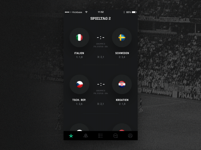Place Bet animation cobe dark dark ui euro 2016 football munich münchen ui user experience user interface ux